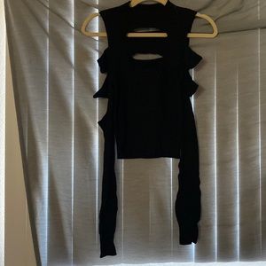 black slit sweater